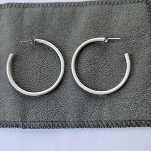 White Metal Hoop Earrings